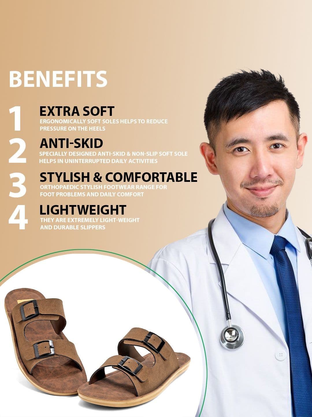 DOCTOR FEEL SOFT Men Slip-On Flip Flops thumbnail 2