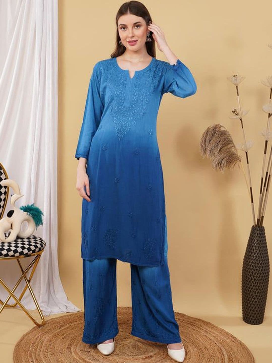 Classikari Women Embroidered Kurta with Palazzos - view 1