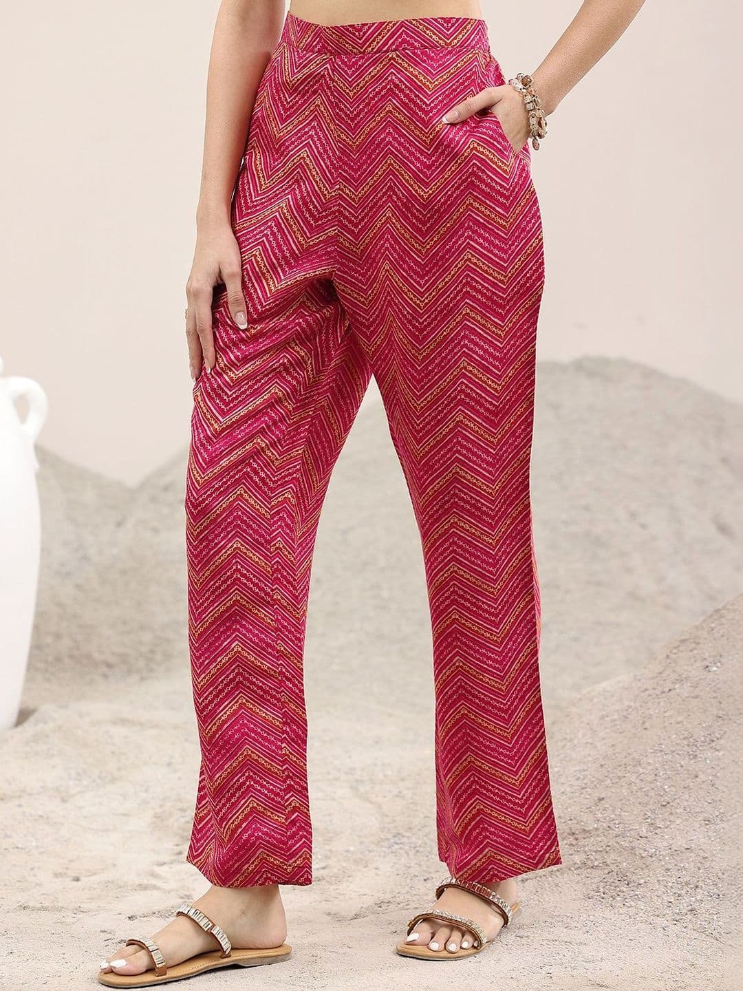 Libas Women Floral Printed Regular Thread Work Kurta with Trousers & With Dupatta thumbnail 7