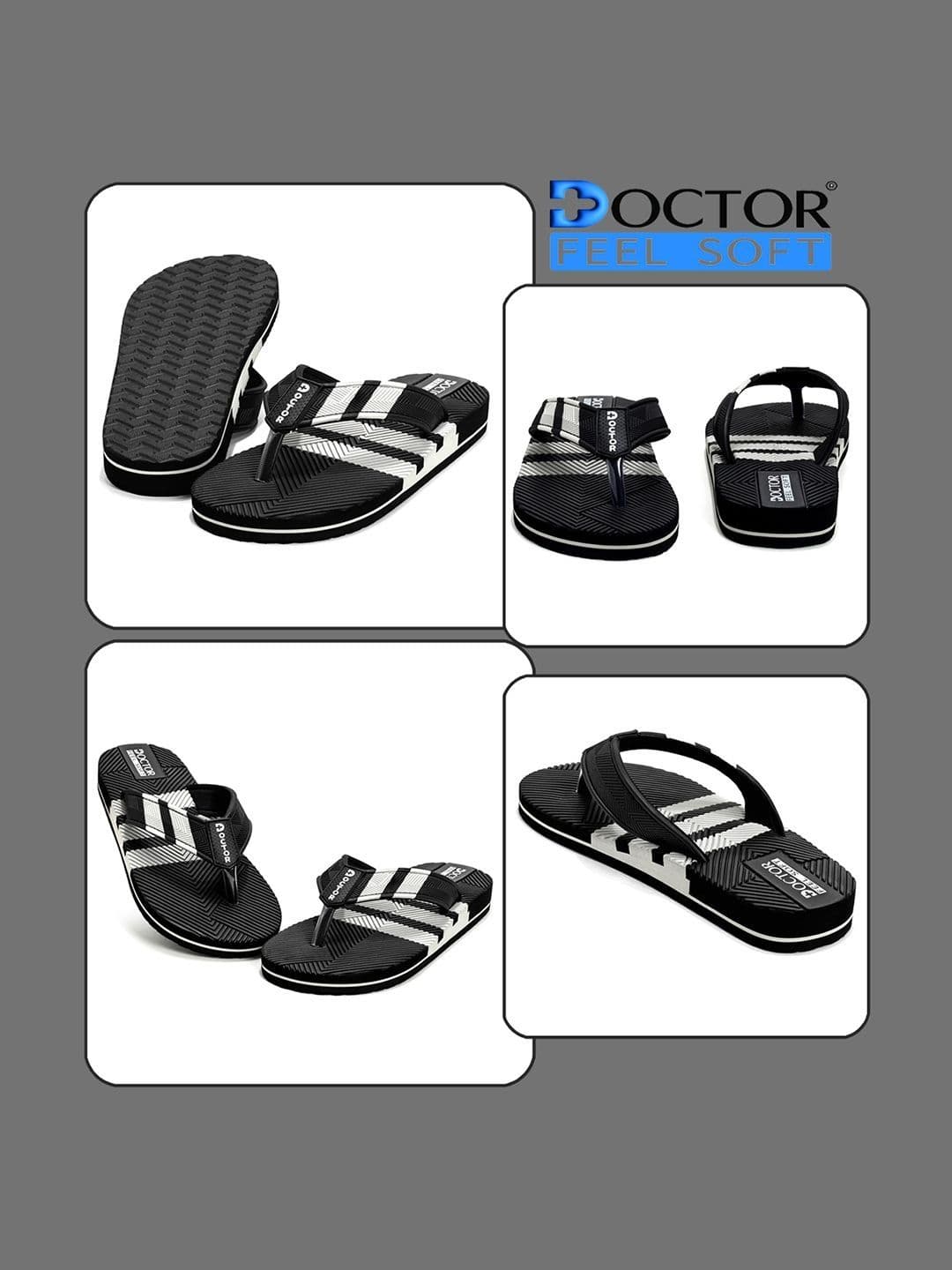 DOCTOR FEEL SOFT Men Striped Thong Flip-Flops thumbnail 2