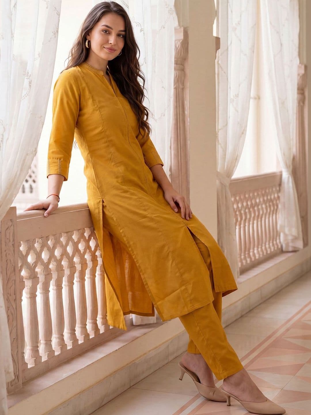 Indo Era Women Regular Thread Work Kurta with Trousers thumbnail 5