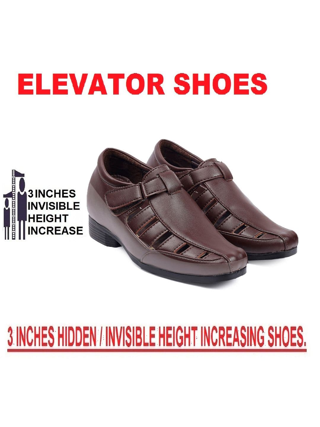 Bxxy Men 3 Inch Hidden Elevator Height Increasing Formal Shoe-Style Sandals thumbnail 5