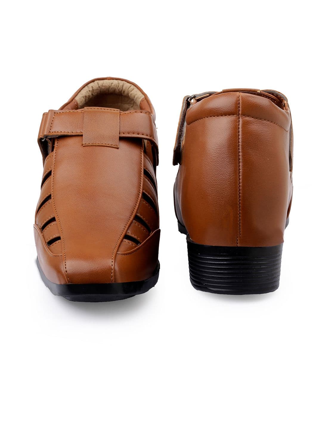 Bxxy Men Tan Solid Invisible Height Increasing 3 Inch Semi-Formal Sandals thumbnail 2