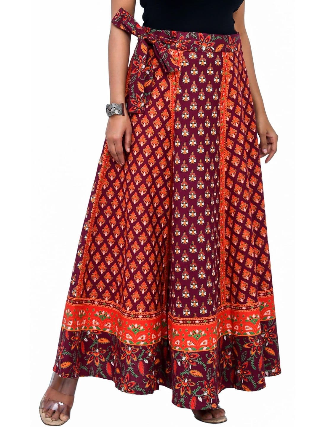 SAMJHI Women Pure Cotton Floral Maxi Wrap Skirt thumbnail 3