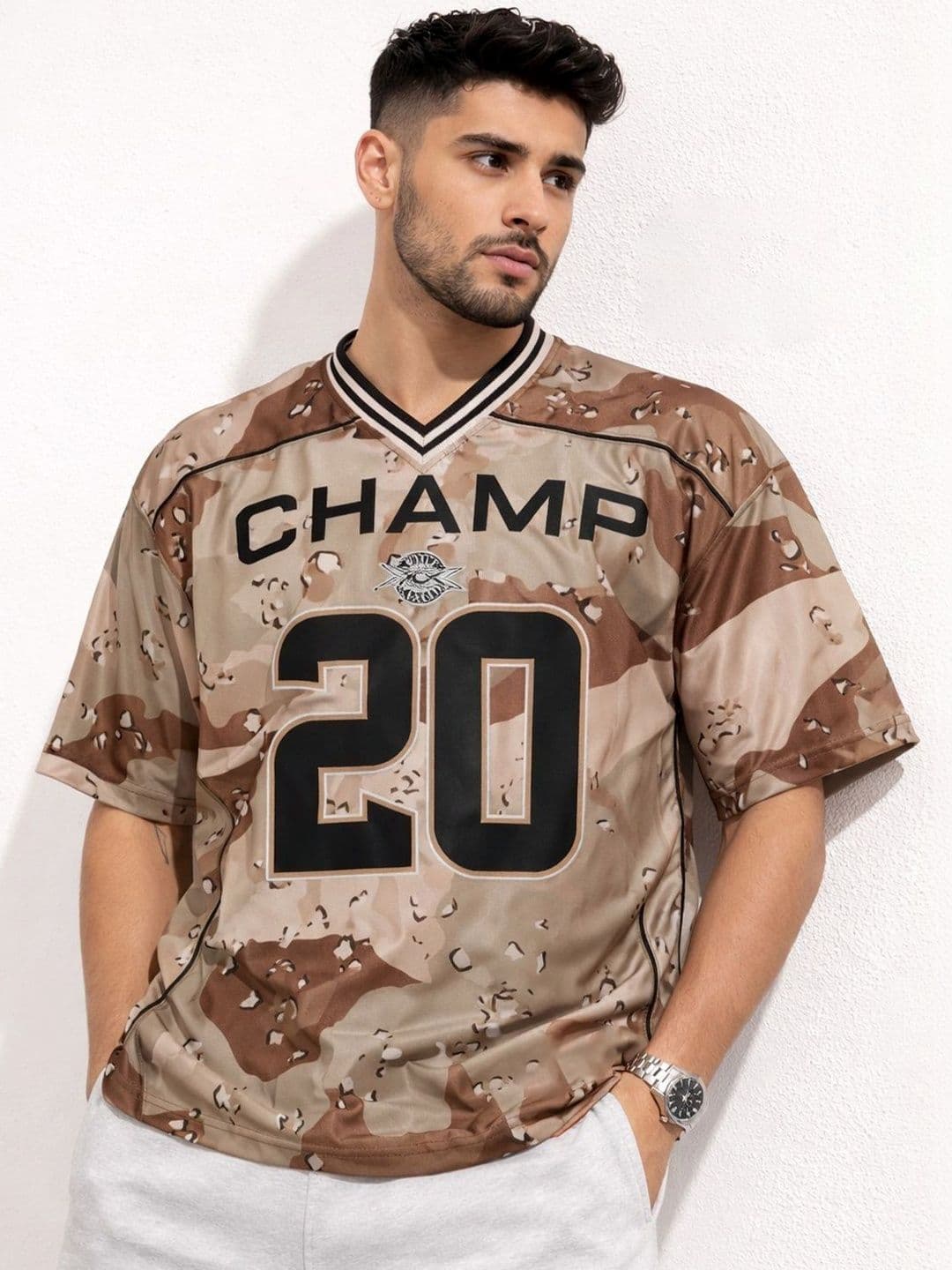 Force Men Camouflage Printed V-Neck T-shirt - view 1