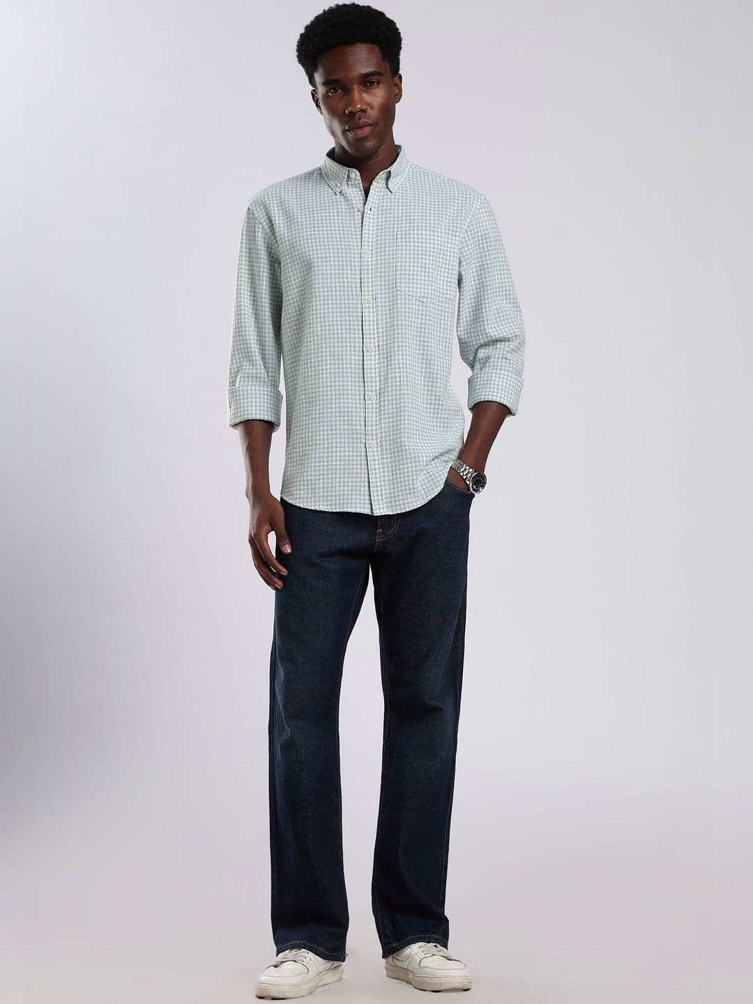 HERE&NOW Men Gingham Checks Checked Casual Shirt thumbnail 3