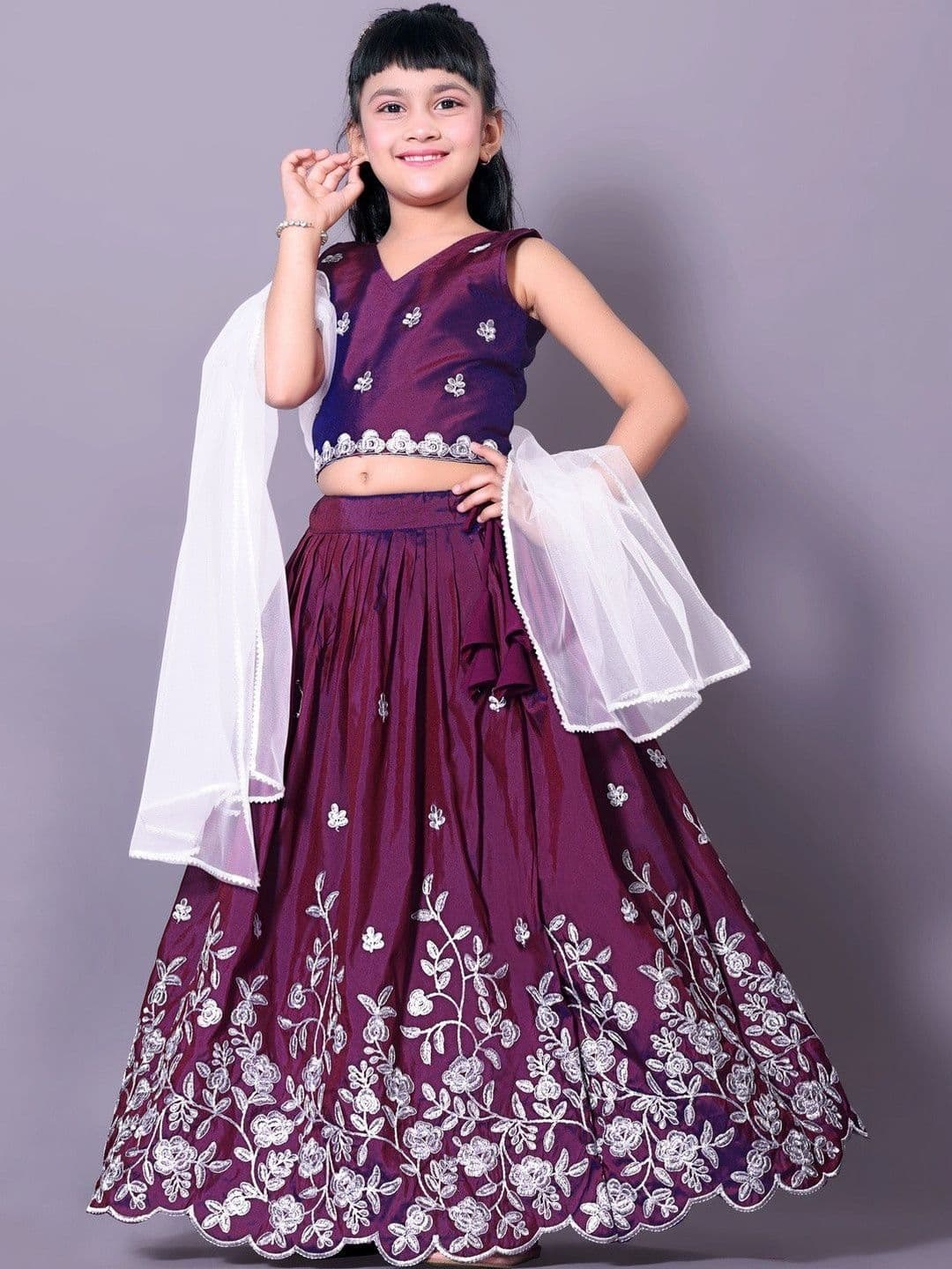 RJ ONLINE Girls Embellished Tie and Dye Ready to Wear Lehenga & thumbnail 5