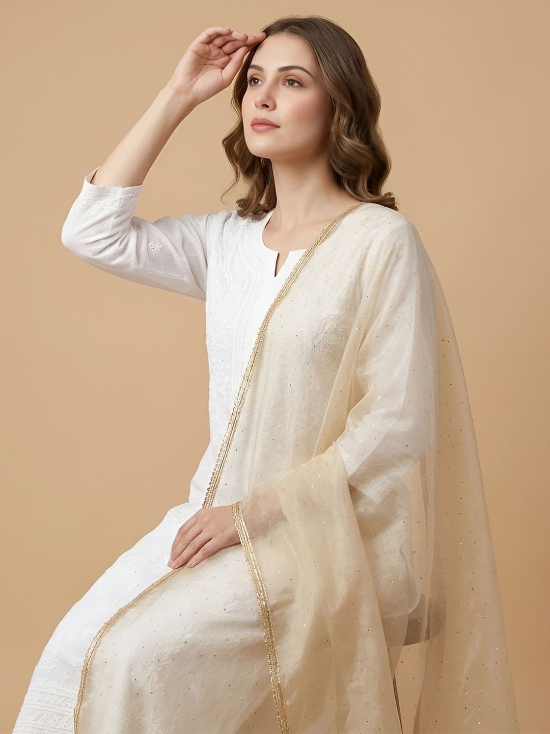 MUFFLY Dupatta with Beads and Stones thumbnail 2