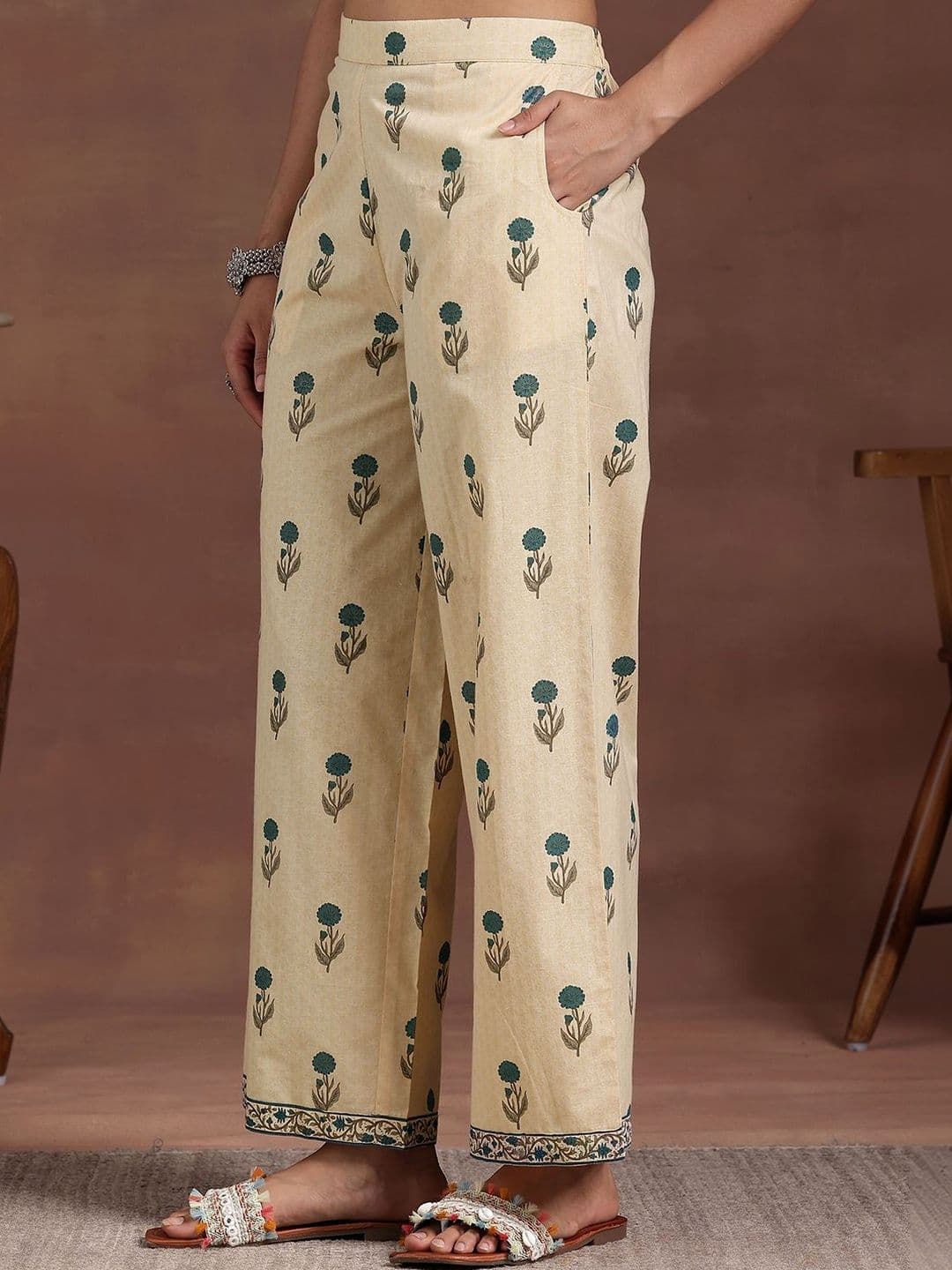 Libas Women Floral Printed Panelled Thread Work Kurta with Trousers thumbnail 6