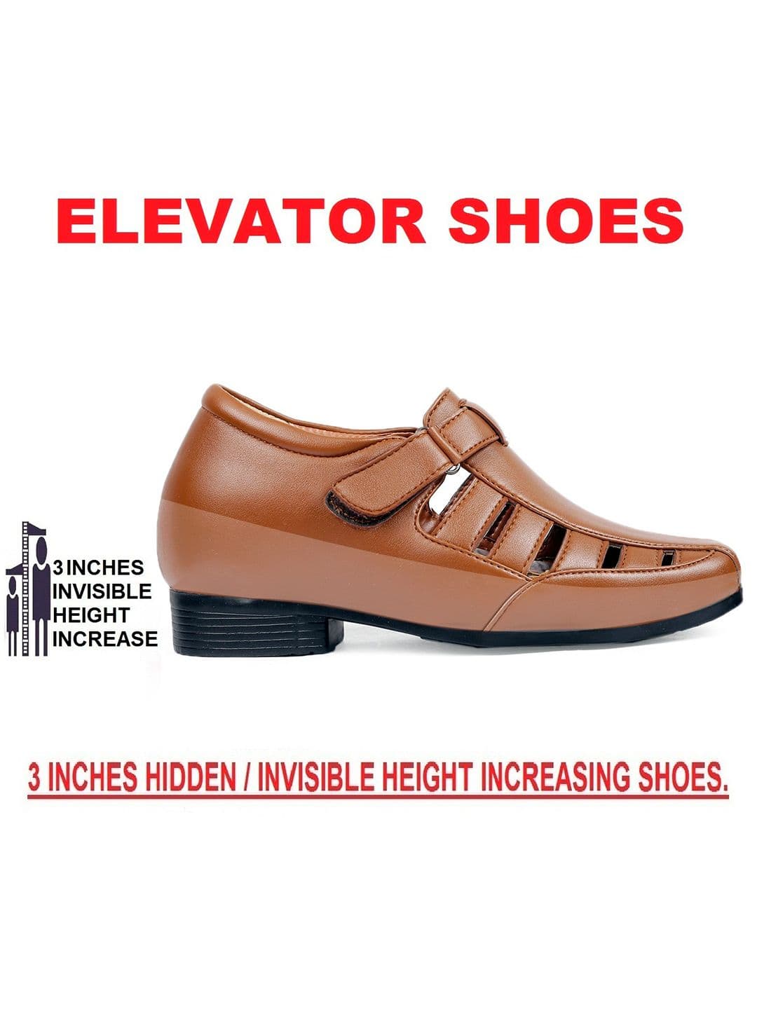 Bxxy Men 3 Inch Hidden Elevator Height Increasing Formal Shoe-Style Sandals thumbnail 3