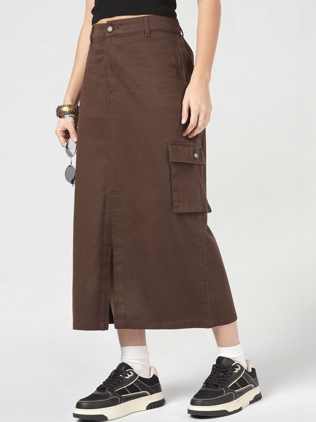 Bewakoof Women's Coffee Brown Cargo Skirts - view 1