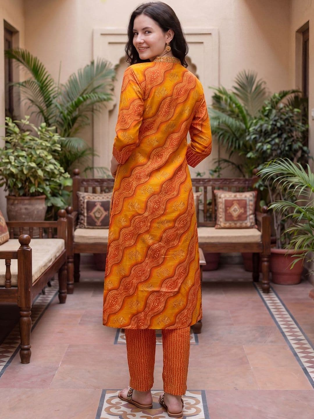 Indo Era Women Ethnic Motifs Printed Regular Thread Work Kurta with Trousers & With Dupatta thumbnail 3