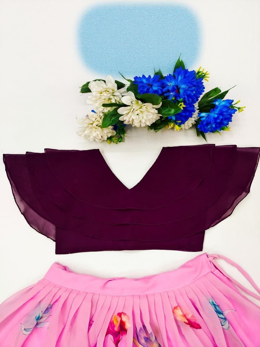 RJ ONLINE Dyed Poly Georgette Lehenga Choli thumbnail 2