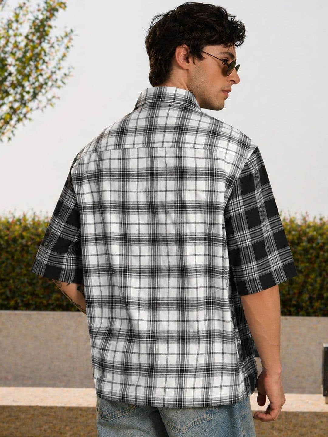 The Souled Store Men Oversized Fit Checked Black Shirts thumbnail 4
