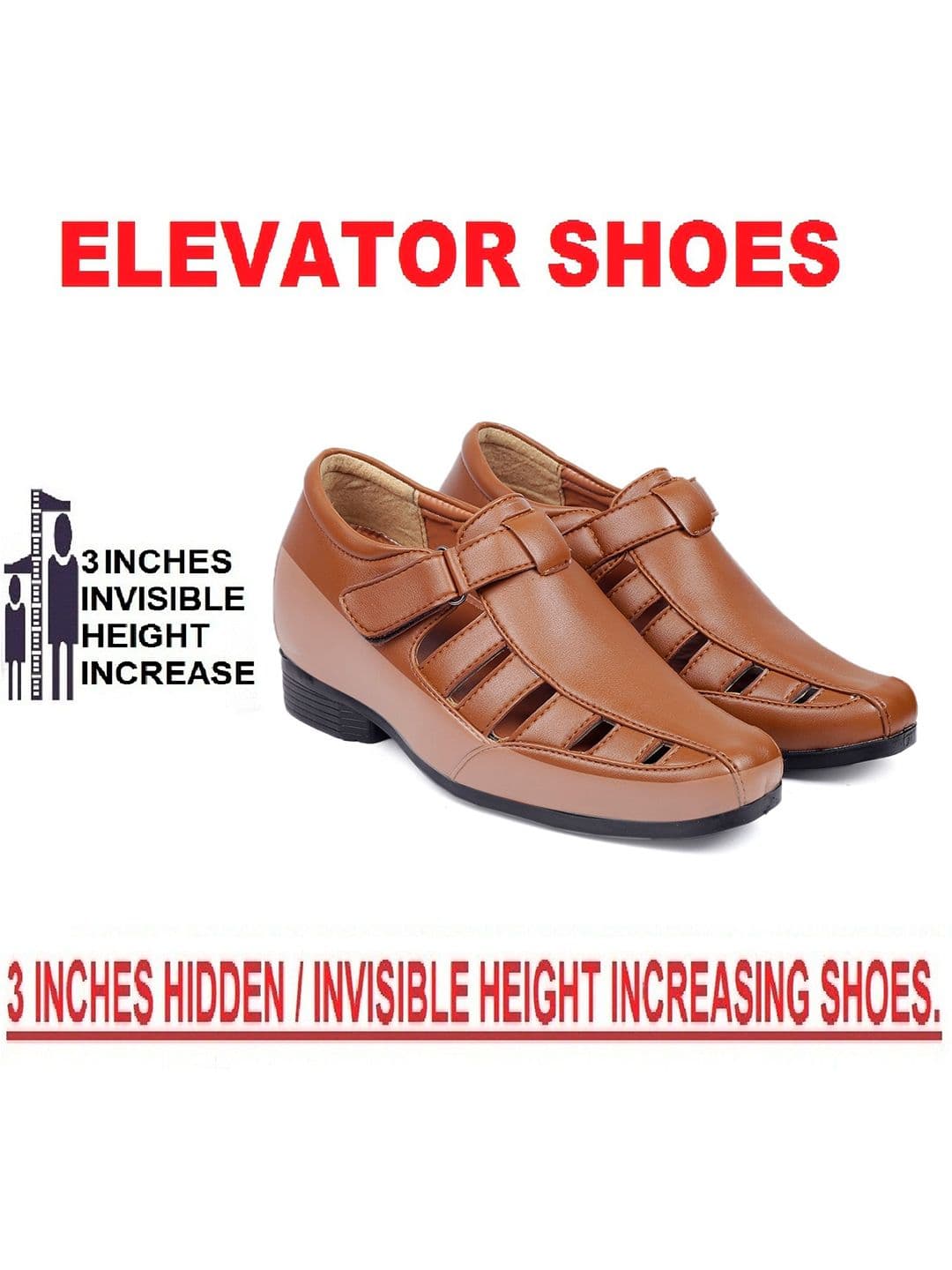 Bxxy Men Tan Elevator Increasing Casual Sandal Shoes thumbnail 3