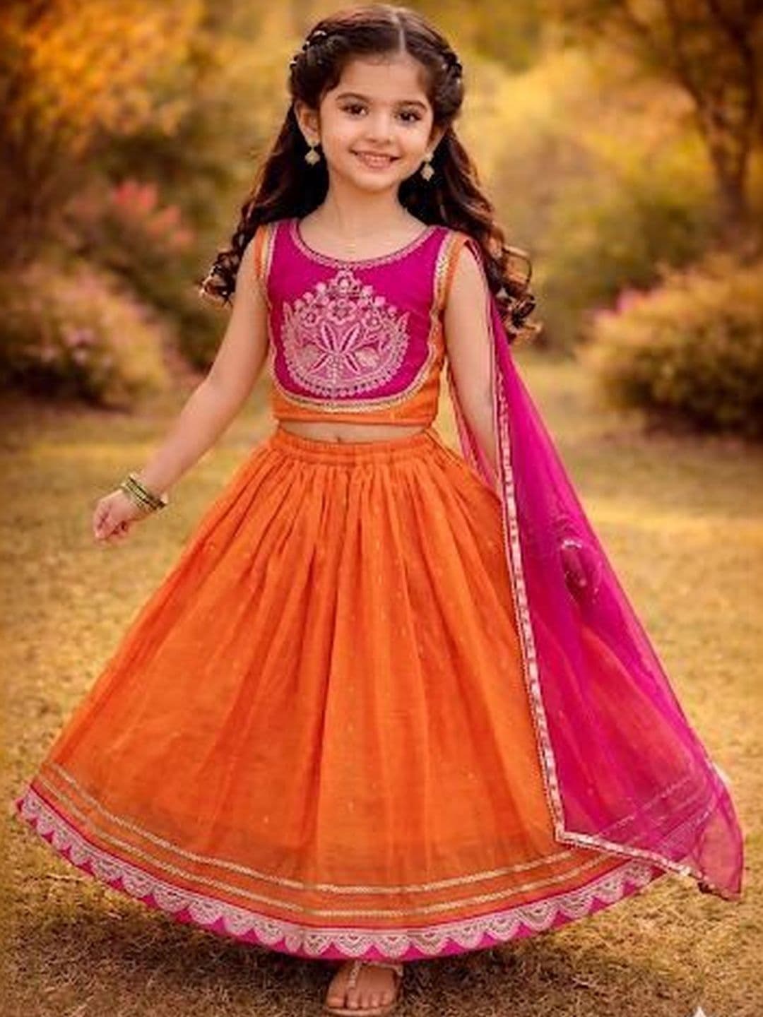 RJ ONLINE Girls Tie and Dye Ready to Wear Lehenga & Blouse With Dupatta - view 1