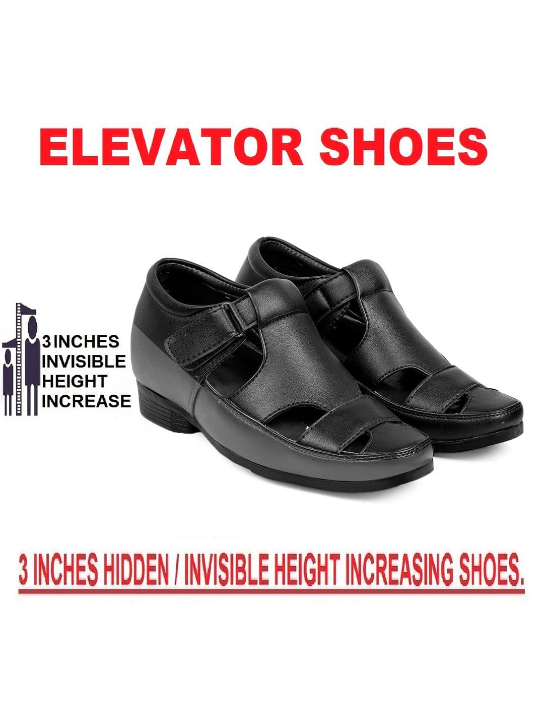 Bxxy Men 3 Inch Hidden Elevator Height Increasing Formal Shoe-Style Sandals thumbnail 7