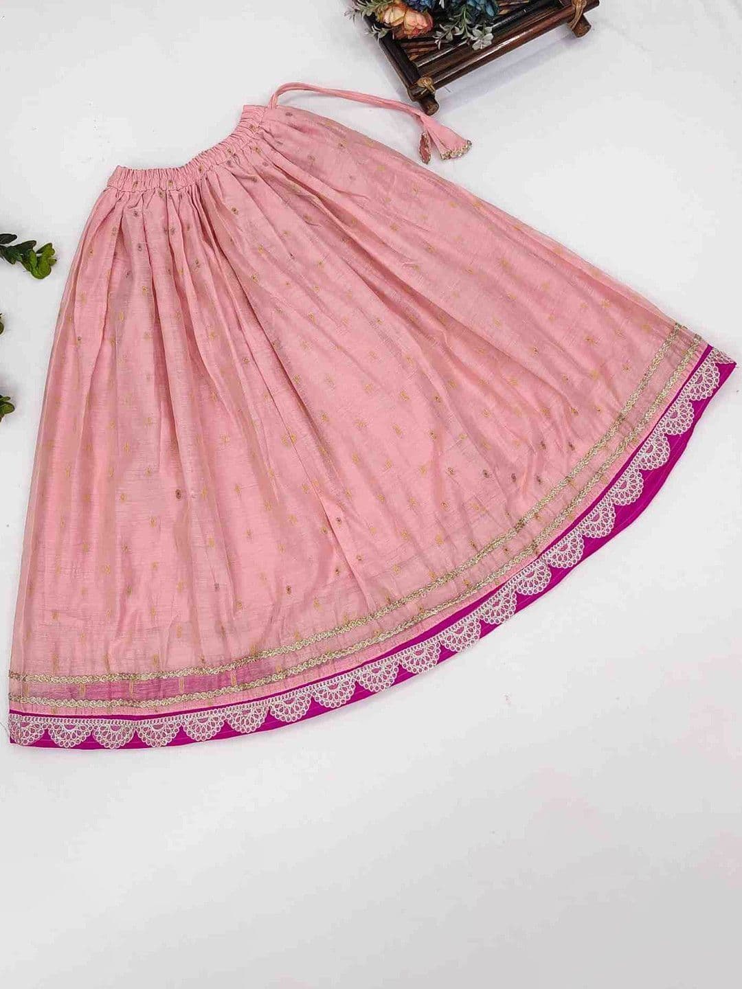 RJ ONLINE Girls Thread Work Tie and Dye Semi-Stitched Lehenga & Blouse With Dupatta thumbnail 3