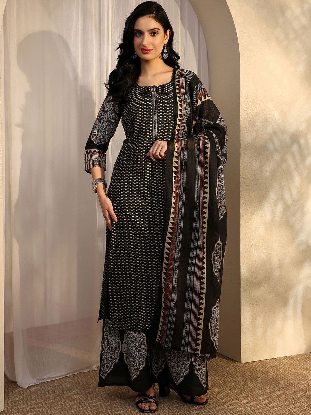 Libas Women Ethnic Motifs Printed Regular Kurta with Palazzos & With Dupatta thumbnail 7