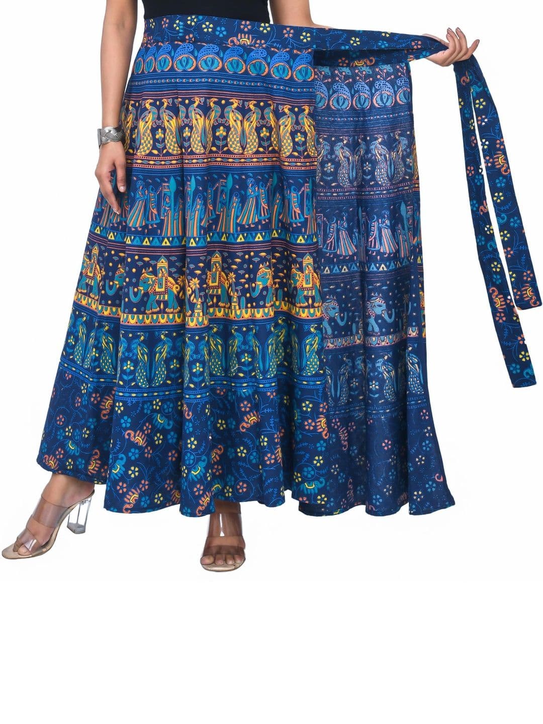 SAMJHI Women Pure Cotton Colourblocked Maxi Wrap Skirt - view 1