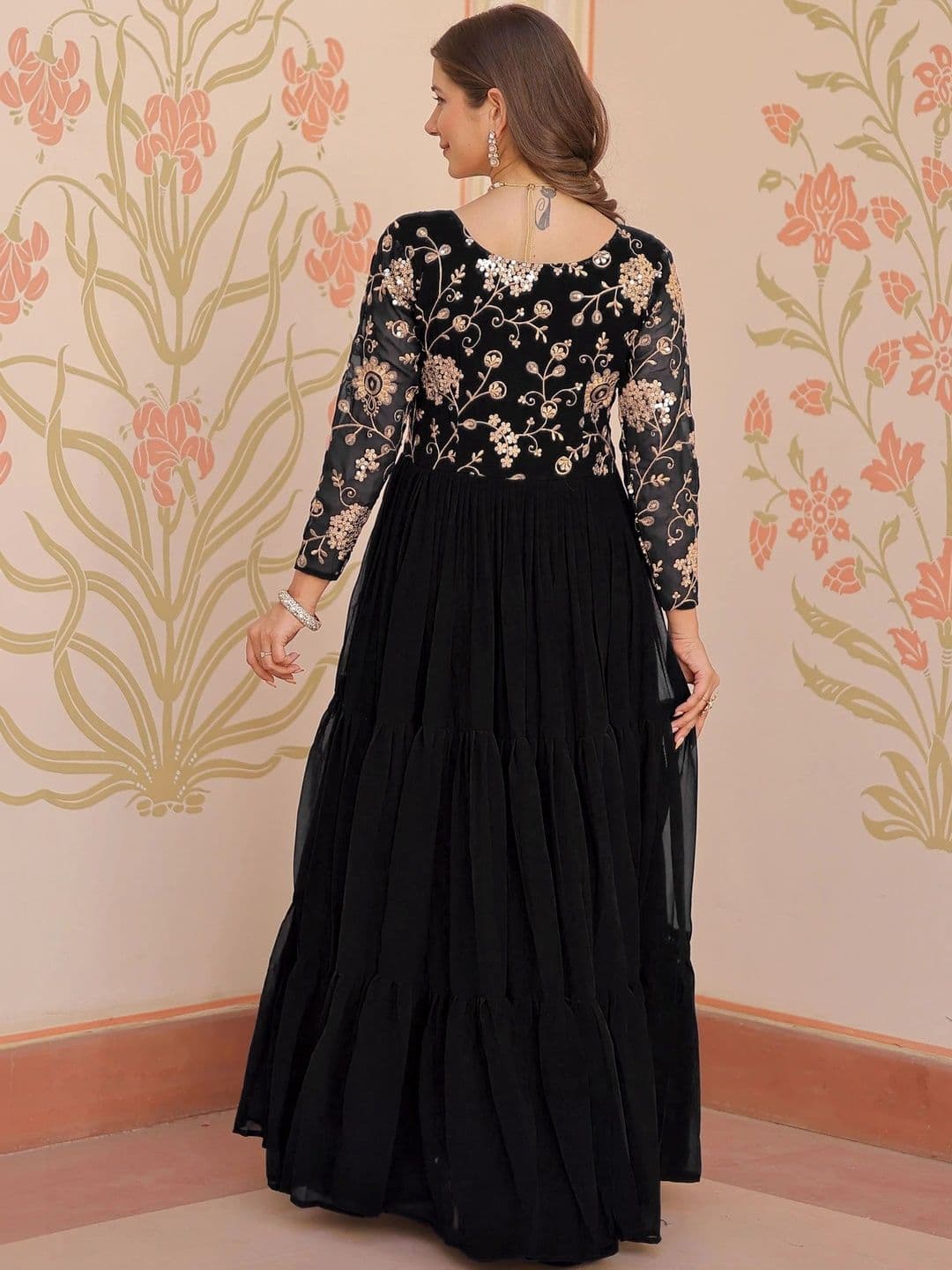 FoxDX Embroidered V-Neck Maxi Ethnic Dresses thumbnail 5