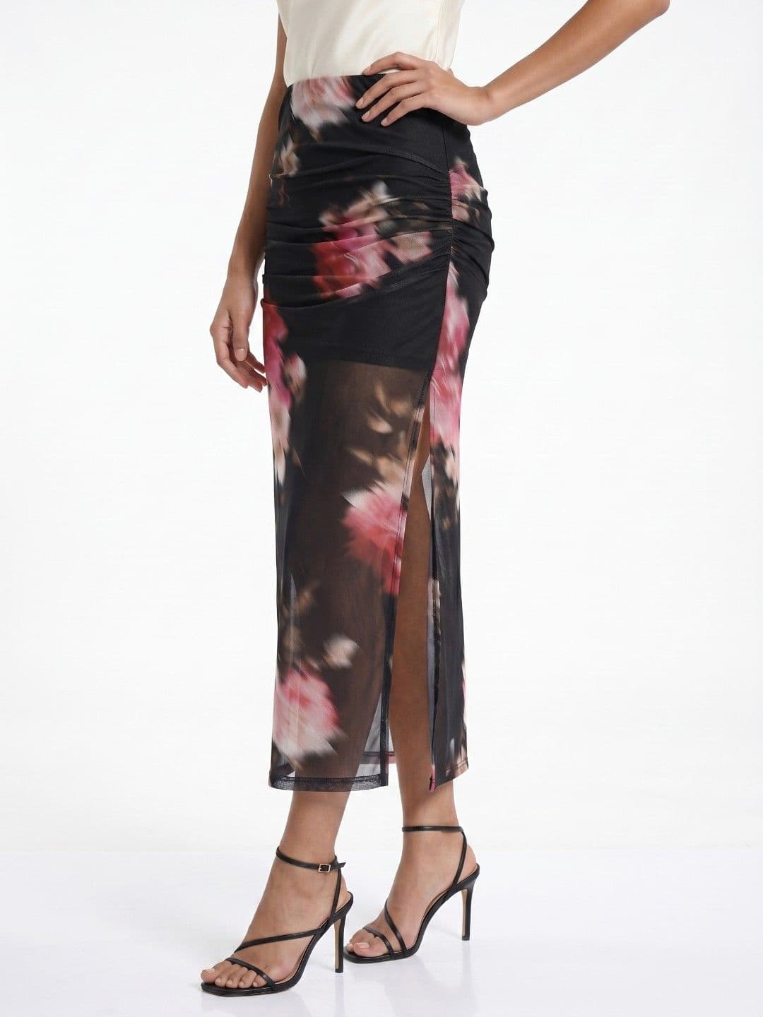 glitchez Women Floral Side Slit Midi Pencil Skirt - view 1
