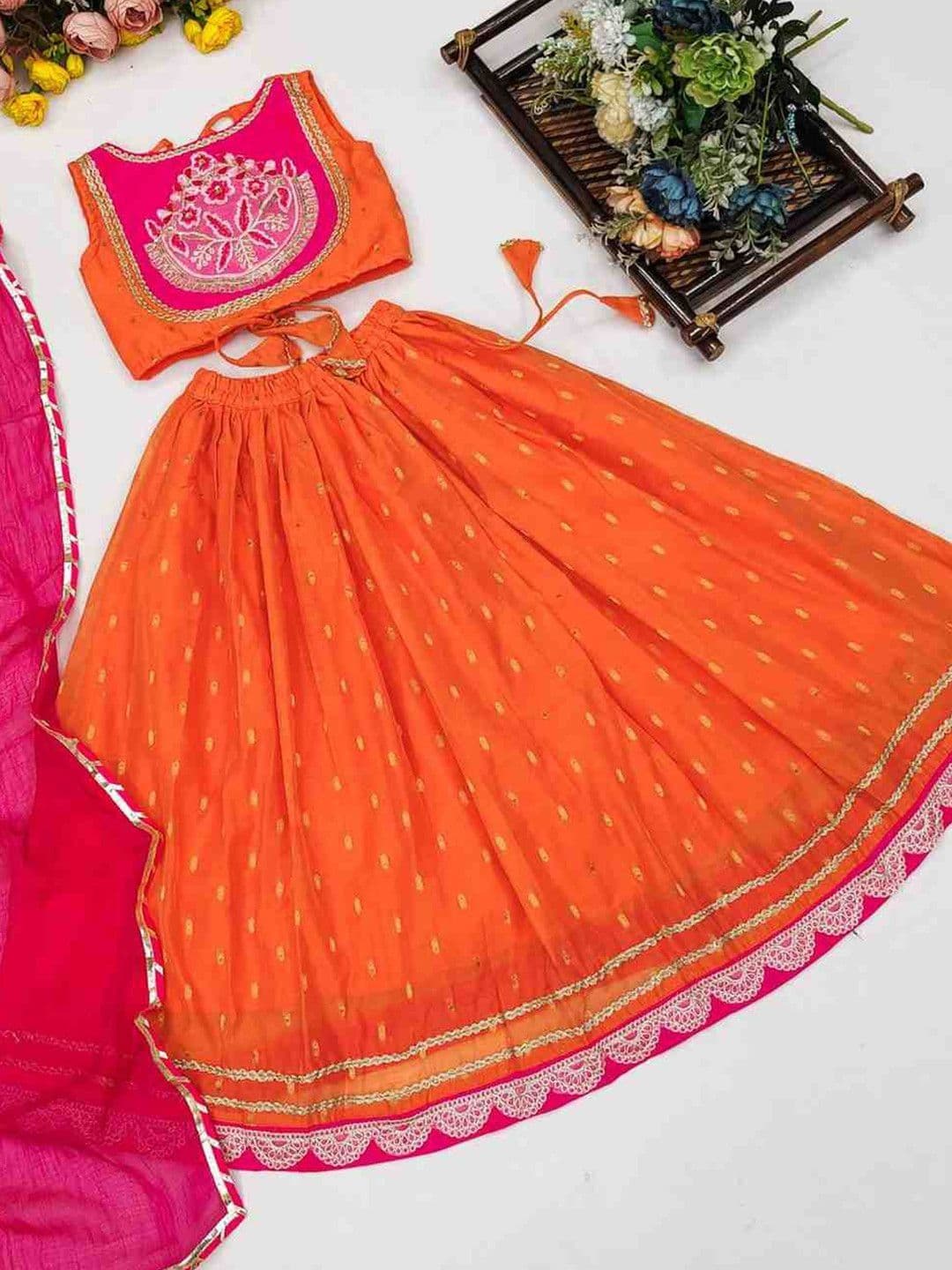 RJ ONLINE Girls Tie and Dye Ready to Wear Lehenga & Blouse With Dupatta thumbnail 7