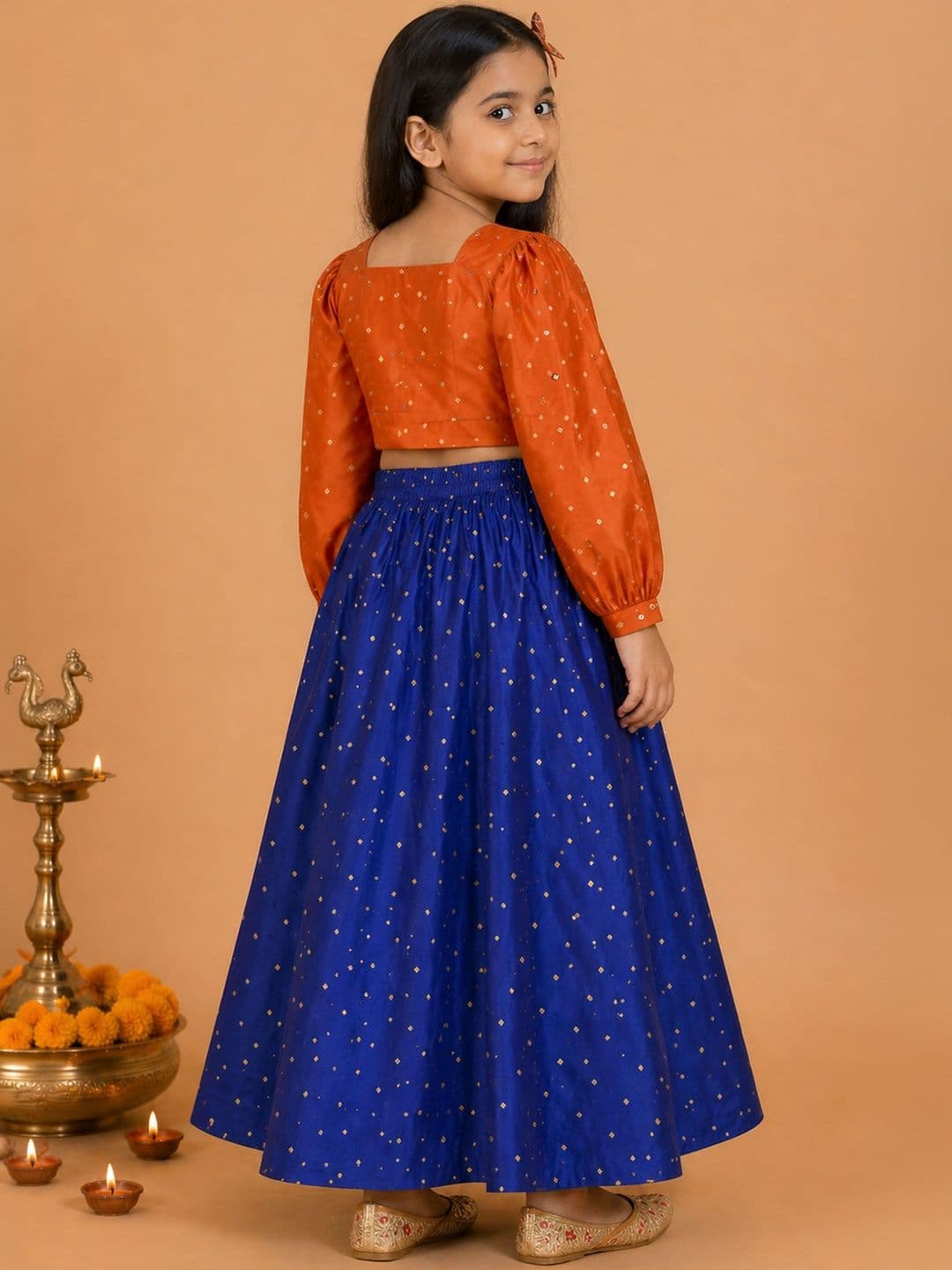 KiddoPanti Girls Embellished Ready to Wear Lehenga Choli Set thumbnail 4