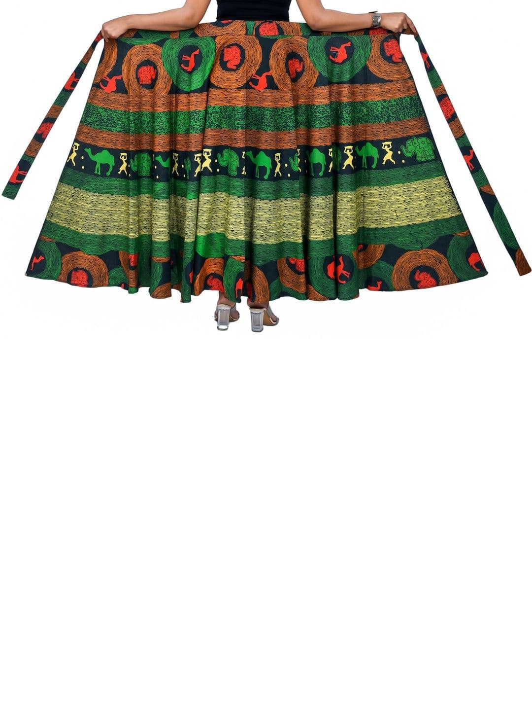 SAMJHI Women Pure Cotton Colourblocked Maxi Wrap Skirt thumbnail 2