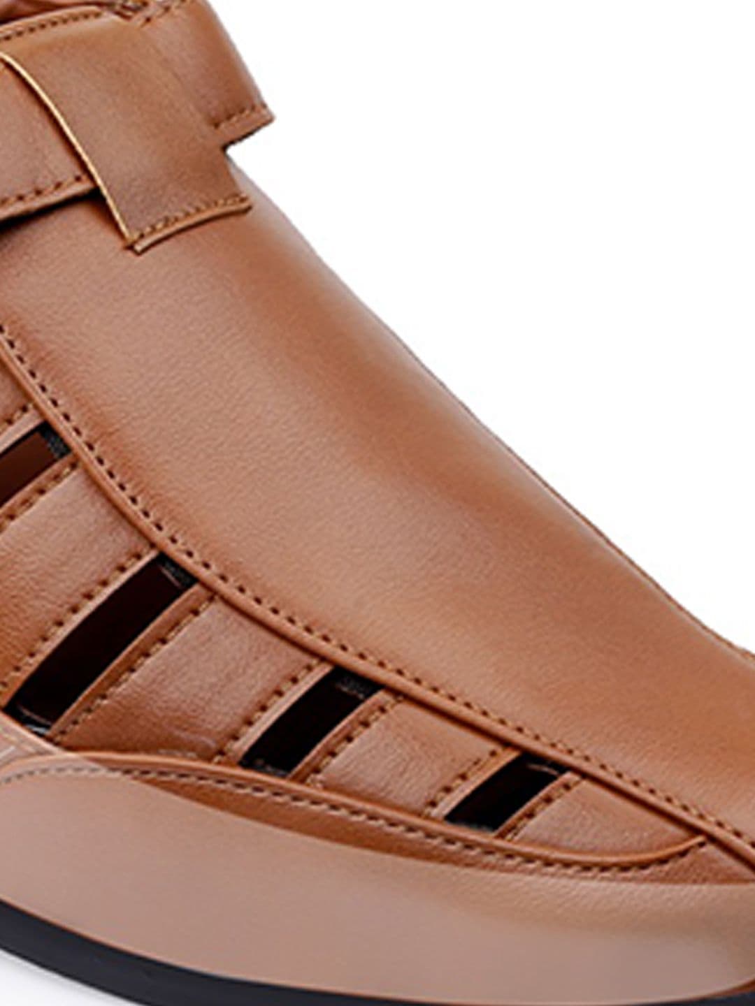 Bxxy Men Tan Solid Invisible Height Increasing 3 Inch Semi-Formal Sandals thumbnail 3