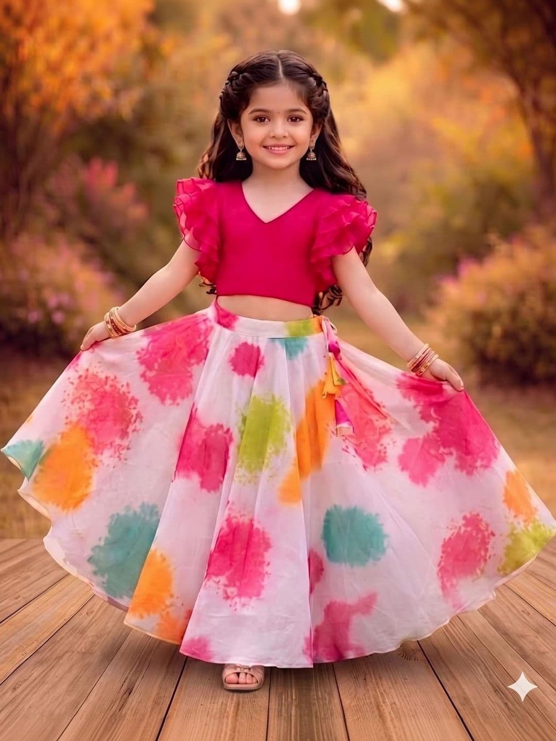 RJ ONLINE Dyed Silk Georgette Lehenga Choli - view 1