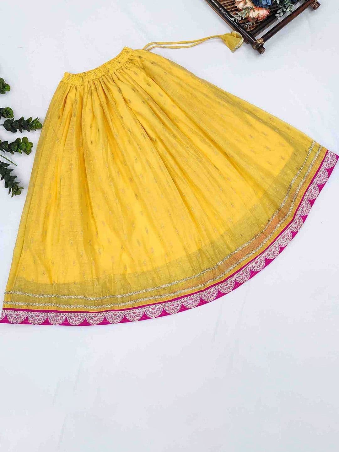 RJ ONLINE Girls Thread Work Tie and Dye Semi-Stitched Lehenga & Blouse With Dupatta thumbnail 4