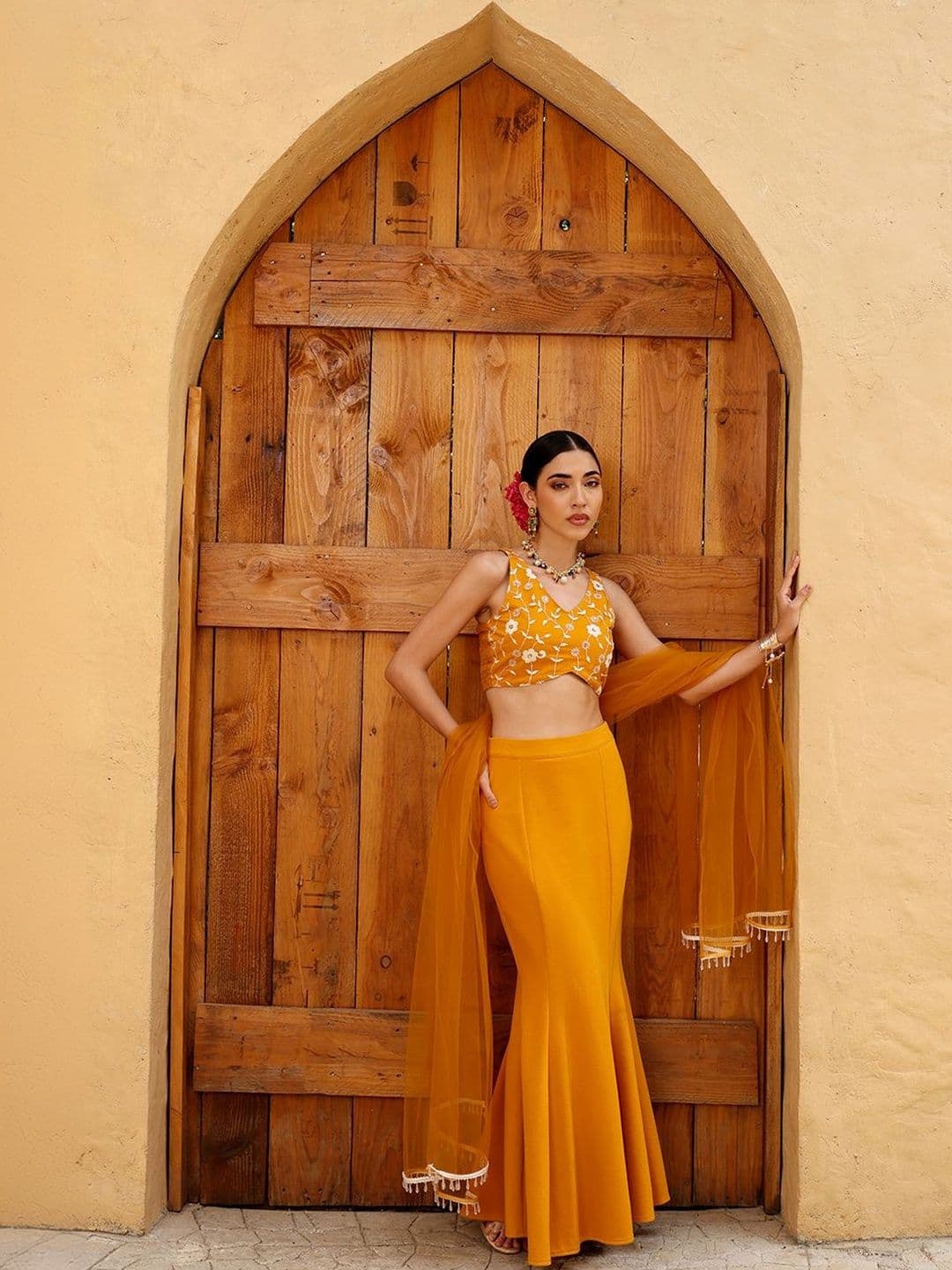 QISSA Embroidered Thread Work Ready to Wear Lehenga & Blouse With Dupatta thumbnail 5