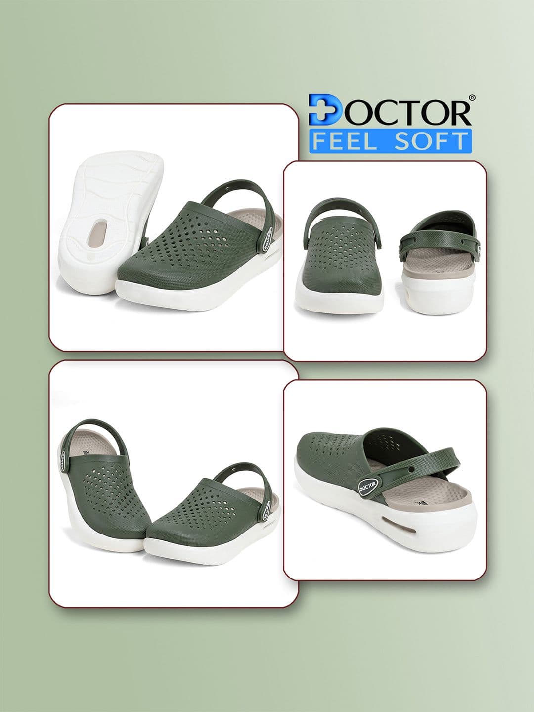 DOCTOR FEEL SOFT Men Colourblocked Clogs thumbnail 2