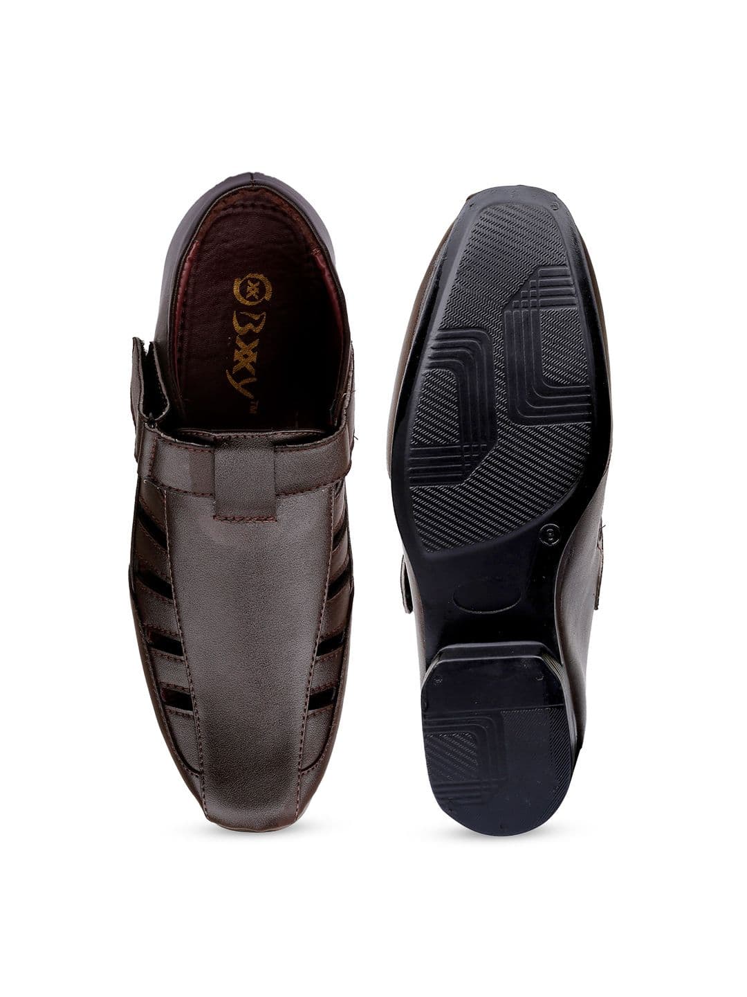 Bxxy Men Brown Solid Invisible Height Increasing 3 Inch Semi-Formal Sandals thumbnail 2