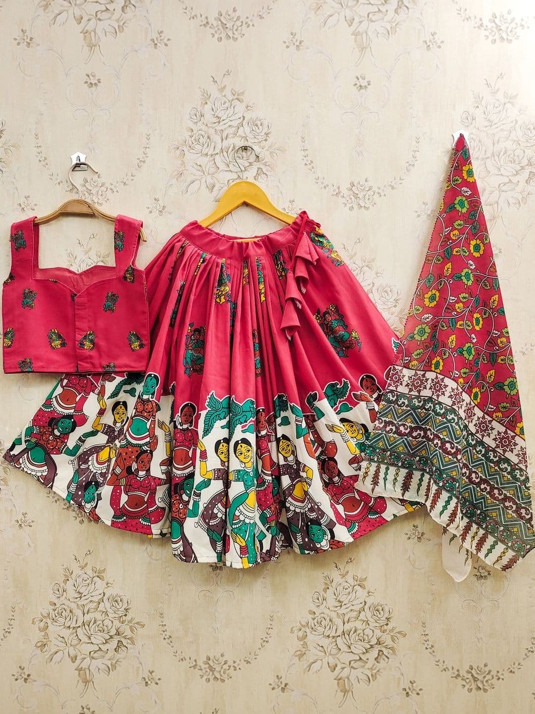 Sangria Girls Printed Square-Neck Flared Lehenga Choli thumbnail 4