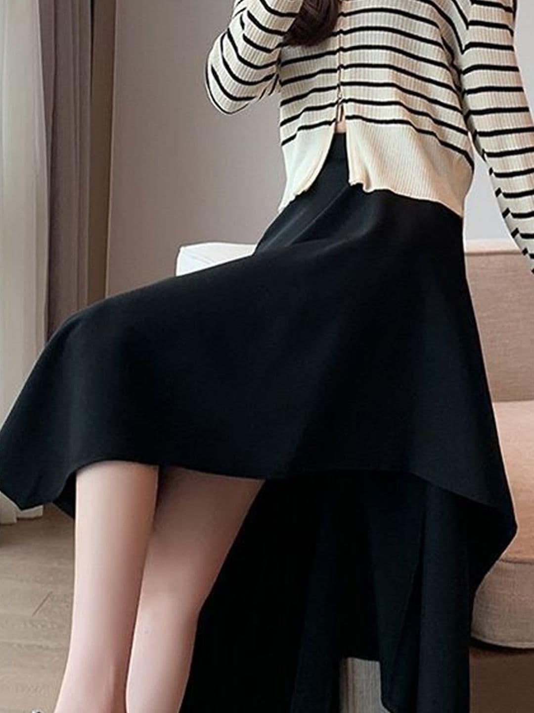 Suo Women Draped Midi A-Line Skirt thumbnail 3