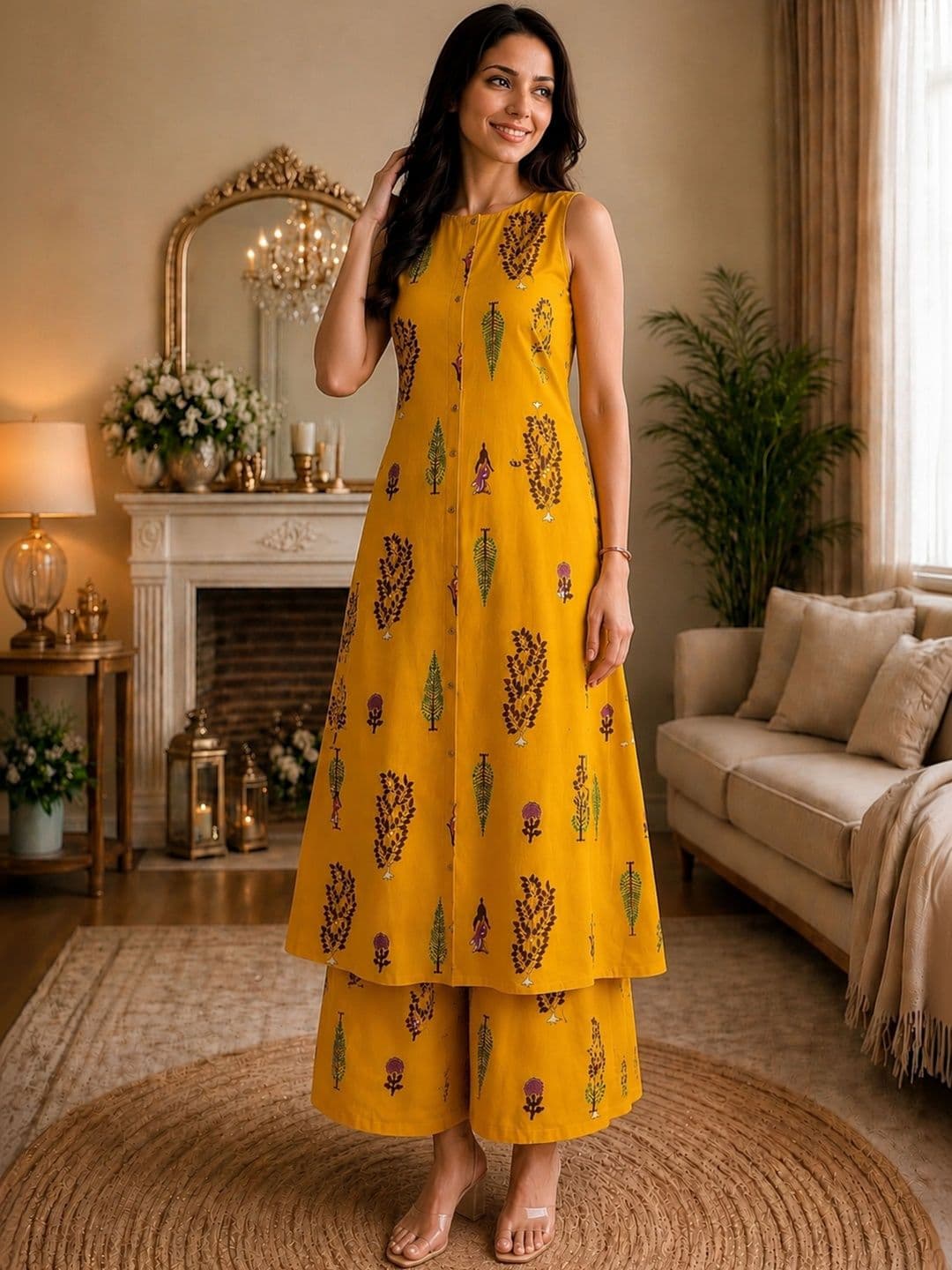 Klere Women Ethnic Motifs Printed Regular Kurta with Palazzos thumbnail 2