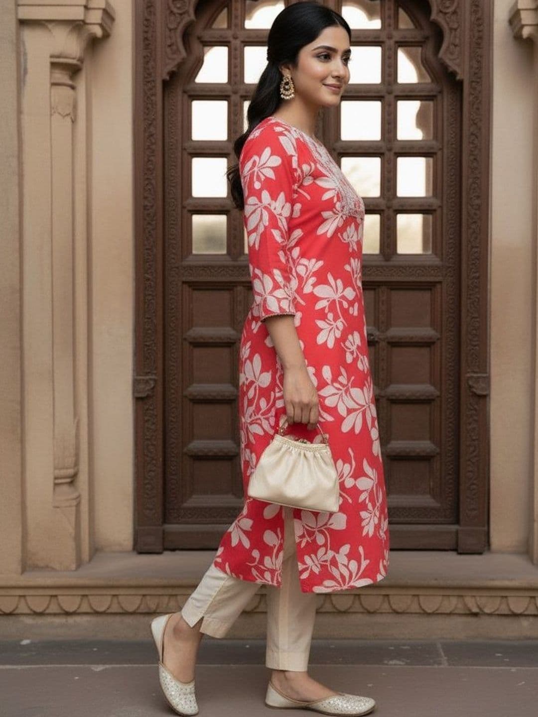 Sa Rasa Women Floral Printed Thread Work Floral Kurta thumbnail 3