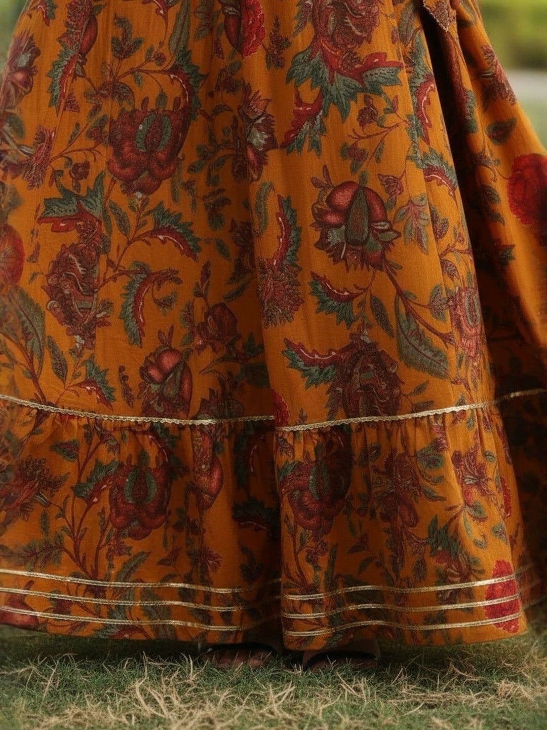 Sangria Women Cotton Cambric Floral Maxi Flared Skirt thumbnail 2