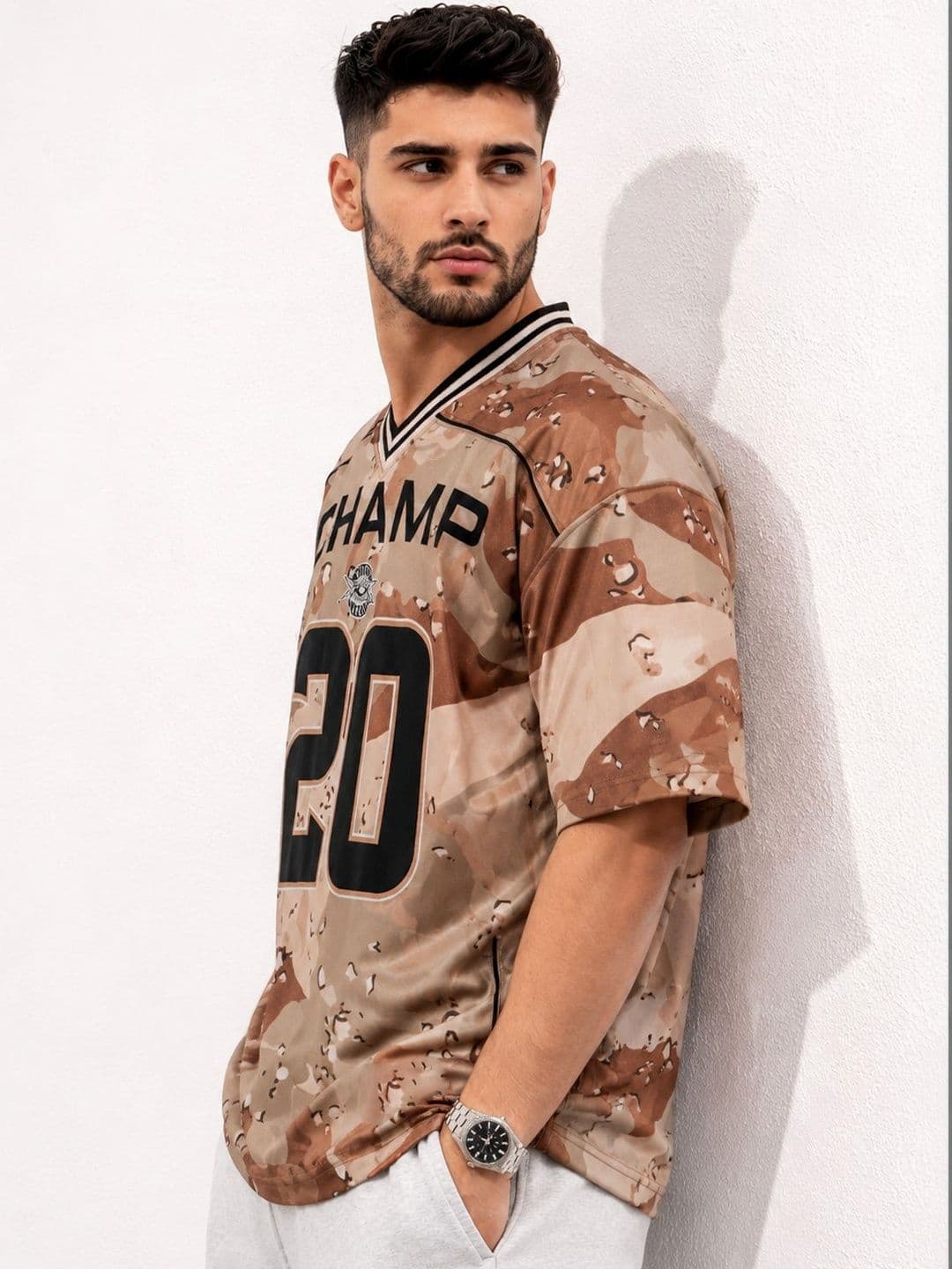 Force Men Camouflage Printed V-Neck T-shirt thumbnail 2