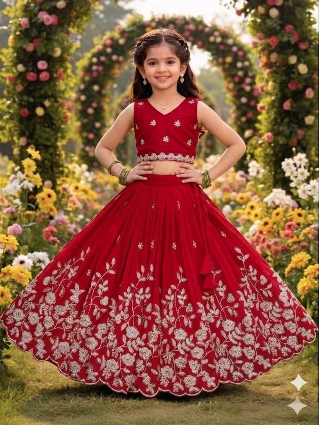RJ ONLINE Embellished Silk Lehenga Choli - view 1