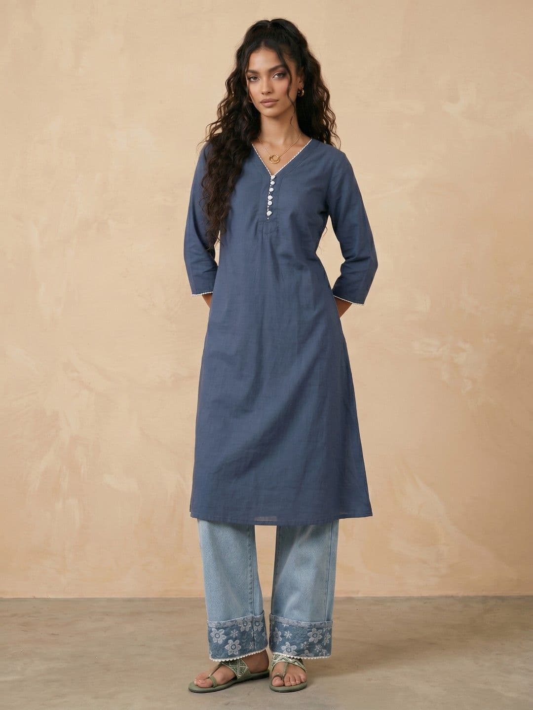 fusion by glitchez Women Pure Cotton A-Line Kurta - view 1