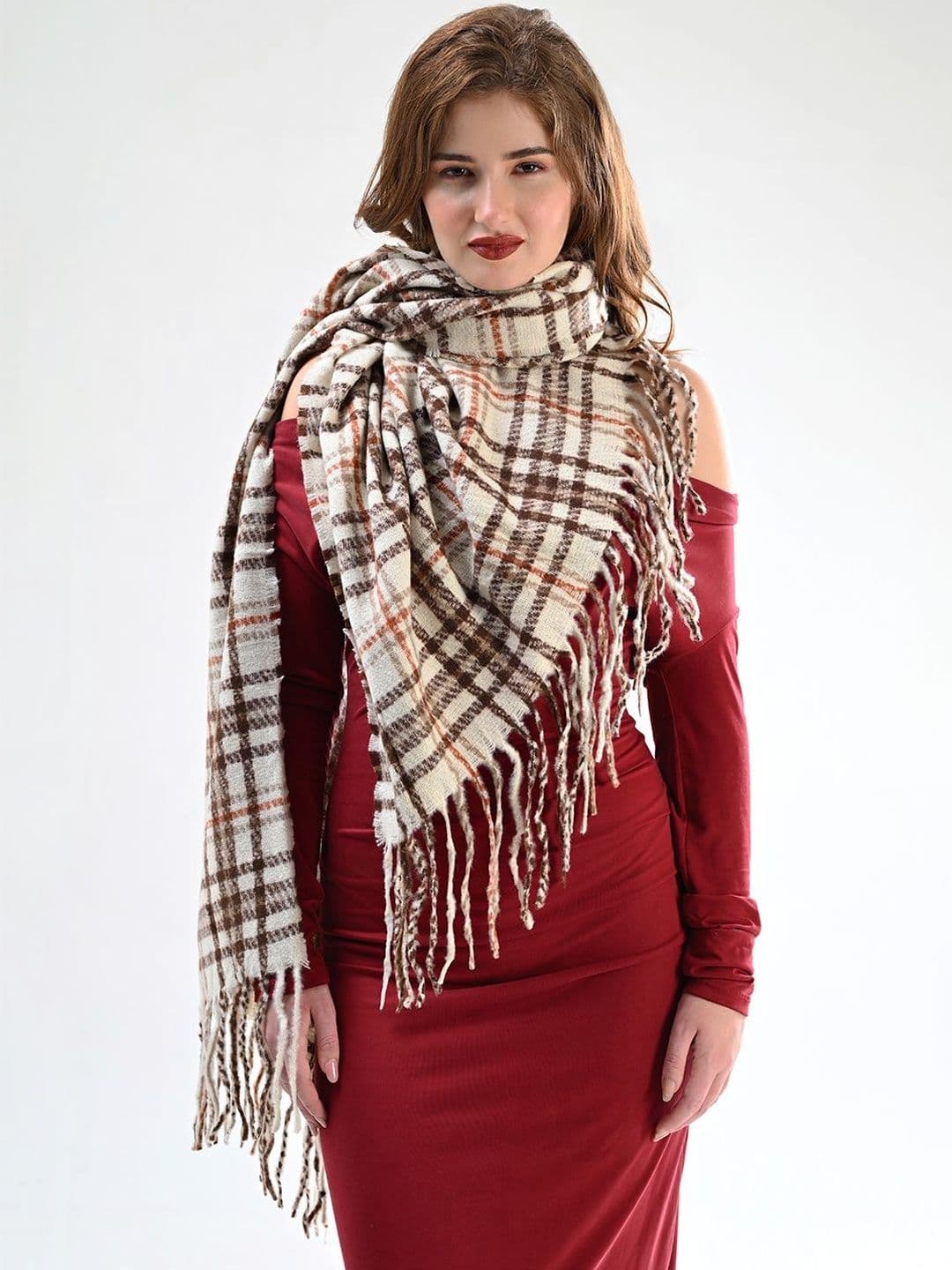 Cazzano Women Checked Printed Shawl - view 1