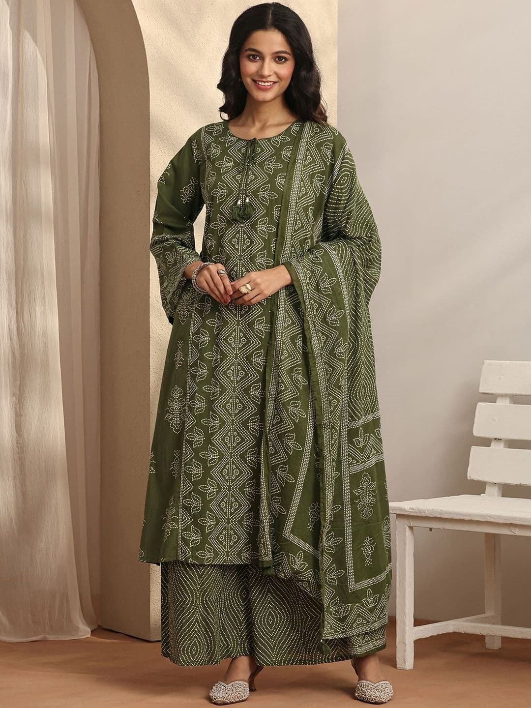 Libas Women Ethnic Motifs Printed Regular Kurta with Palazzos & With Dupatta - view 1