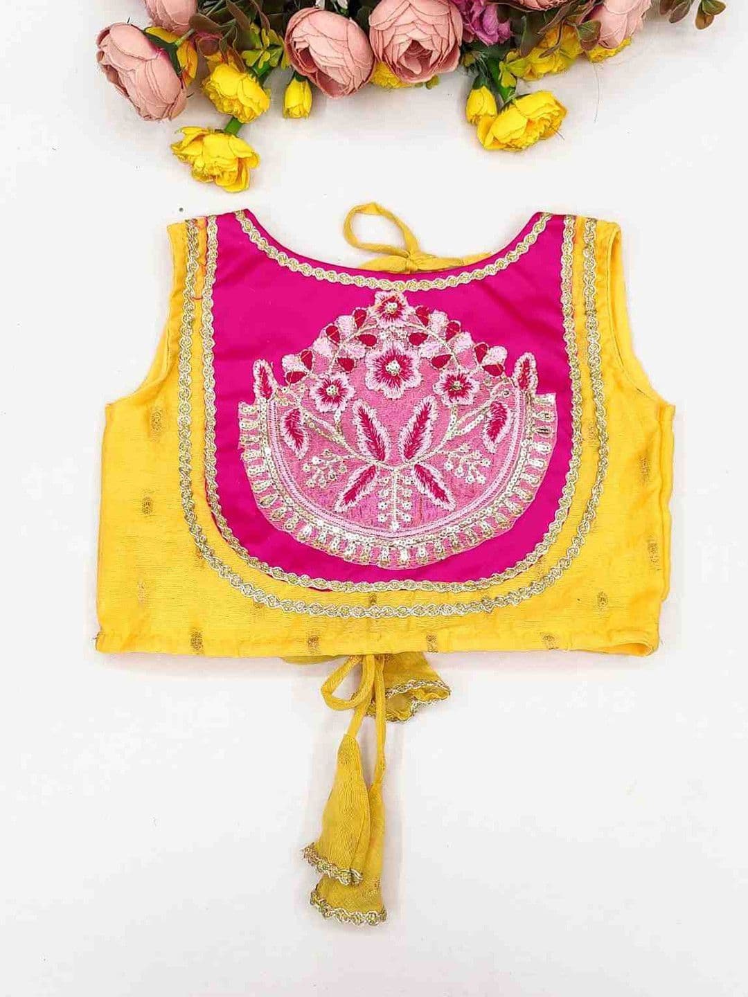 RJ ONLINE Girls Thread Work Tie and Dye Ready to Wear Lehenga & Blouse With Dupatta thumbnail 5