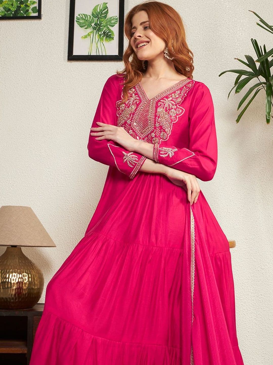 Honky Tonky Embellished V-Neck Ethnic Dress thumbnail 7
