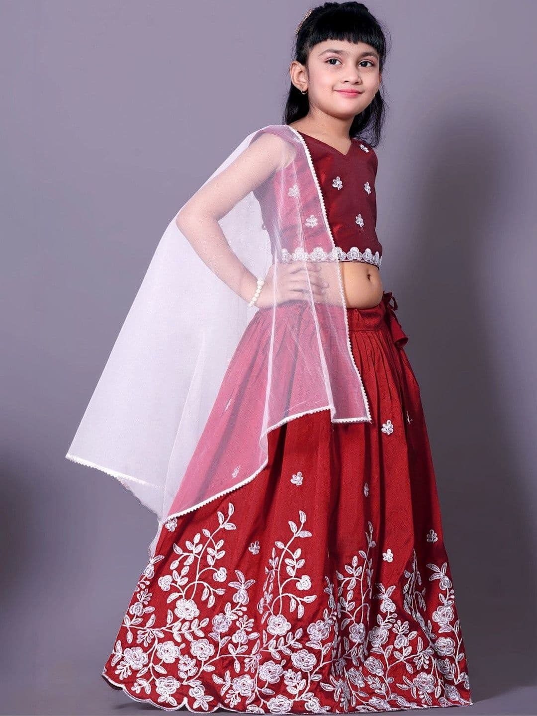 RJ ONLINE Girls Embroidered Thread Work Tie and Dye Ready to Wear Lehenga & Blouse With Dupatta thumbnail 6