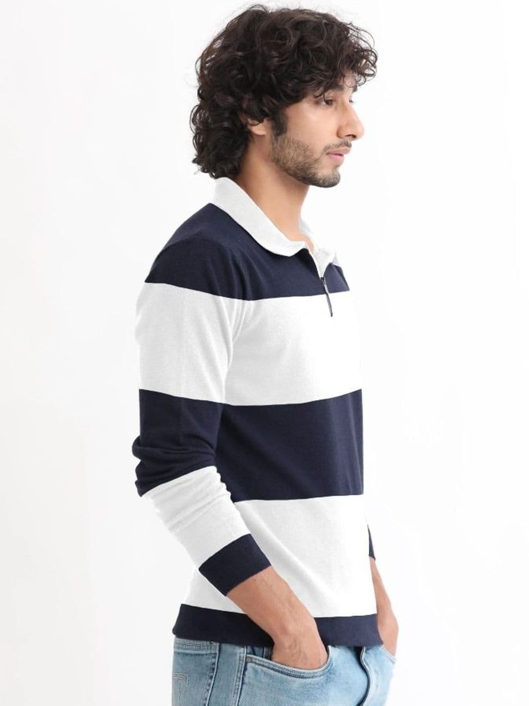 Try This Men Striped Polo Collar T-shirt thumbnail 4