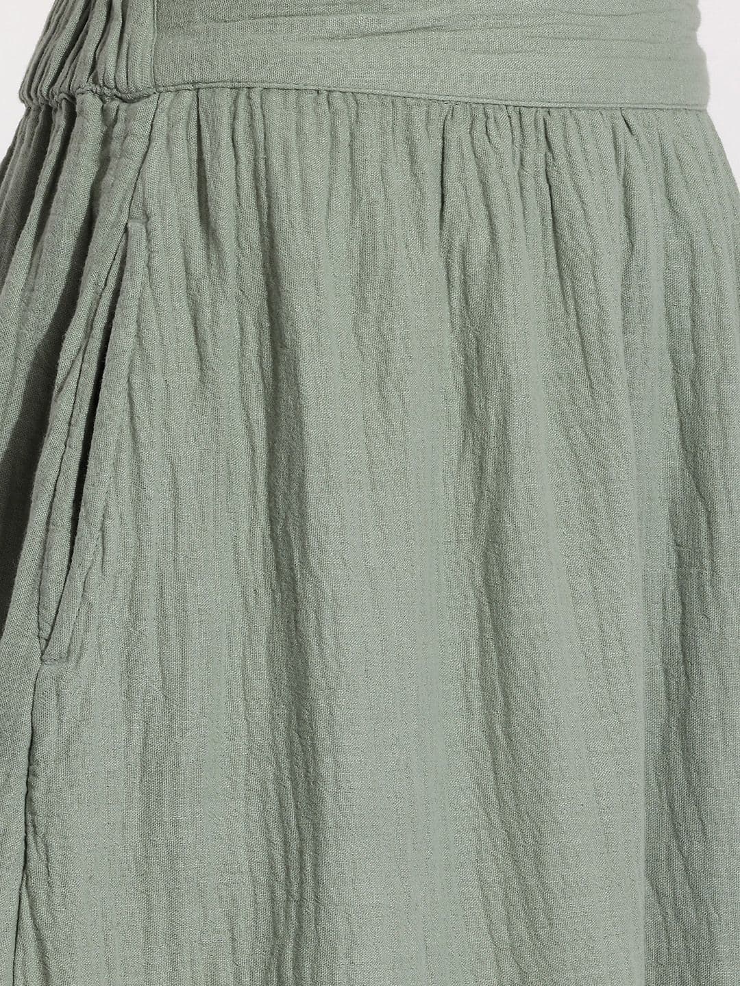 KIABI Women Pure Cotton Textured Midi A-Line Skirt thumbnail 2